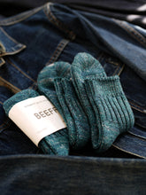 Faded denim 60-gauge chunky knit ankle socks